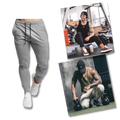 Calças de fitness masculinas da Mens Sweatpants, com detalhes de tecido esportivo e ajuste confortável para treino.