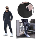 Calças de fitness masculinas da Mens Sweatpants com bolsos elegantes, tecido confortável para exercícios e uso casual.