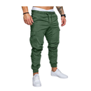 Calça cargo slim para homens, modelo verde da marca AfdoEnt, com ajuste ajustado e bolsos laterais.