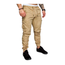 Calças cargo slim para homens da marca AfdoEnt, em tecido cáqui, com corte ajustado e detalhes funcionais.
