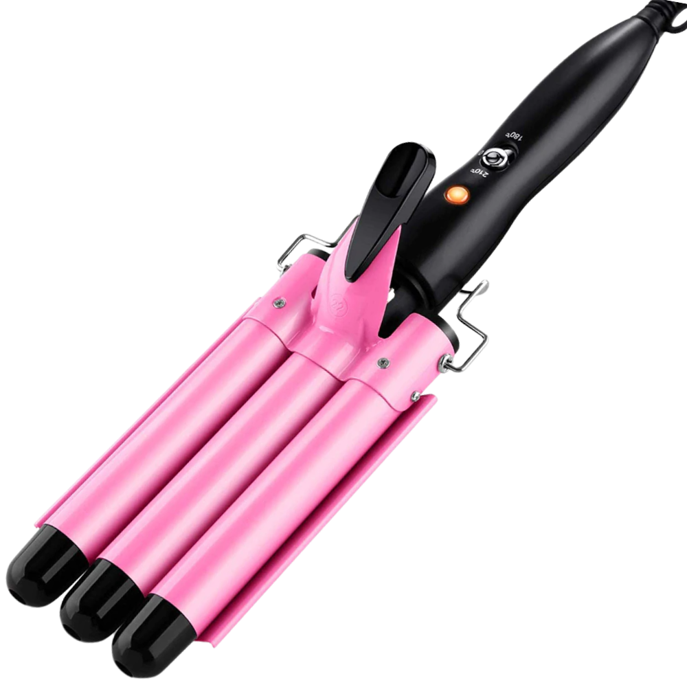 Fer à boucler Merzam céramique, três cilindros, proteção térmica, pente de cabelo, ferramenta de modelagem capilar.