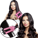 Fer à boucler Merzam, fer de soin des cheveux en céramique à triple barillet rose de 20 mm, pour des boucles définies.