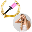 Fer à boucler Merzam en céramique à triple barillet rose, outil de coiffure pour onduler et boucler les cheveux.