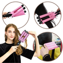 Fer à boucler Merzam, fer de soin pour cheveux avec triple barillet en céramique rose, 20 mm, pour boucles volumineuses.