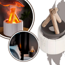Difusor terapêutico Aoiroe para aromaterapia com design de lareira, ideal para relaxamento e clima tranquilo.
