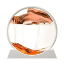 Imagem de um relógio de areia artístico em movimento com areia branca e laranja, criado pela marca Aoderun.