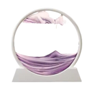 Relógio de areia artístico da Aoderun com areia em movimento dinâmico em tons branco e roxo, criando efeito visual hipnotizante.