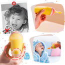 Biberons de silicone Hotwinter com colher anti-desperdício, design para evitar bagunça na alimentação infantil.