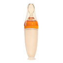 Biberons de silicone Hotwinter com colher anti-derramamento na cor laranja, ideal para alimentação sem sujeira.