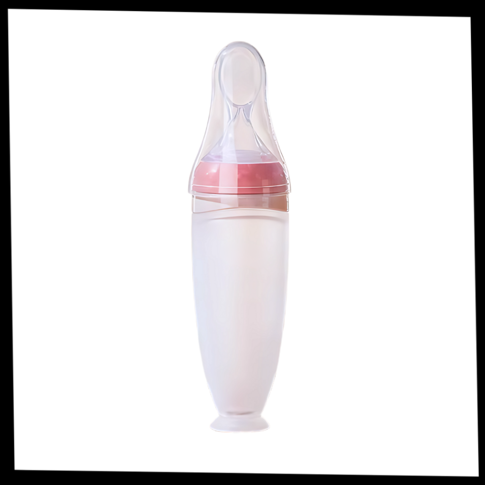 Biberons de silicone Hotwinter com colher anti-derrame, pacote com frascos para alimentação sem bagunça.