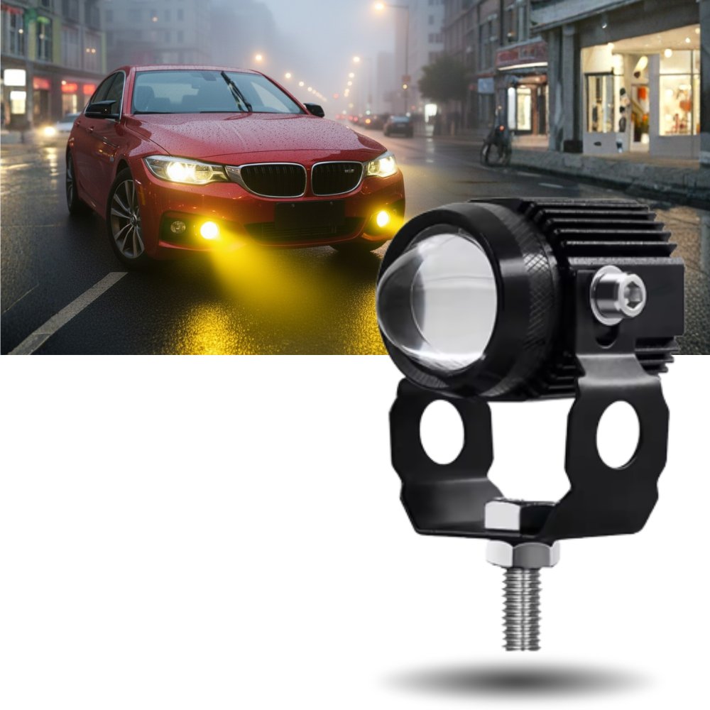 Farol dianteiro duplo de iluminação para motos da marca Meterk, peça de reposição para automóveis e motos.