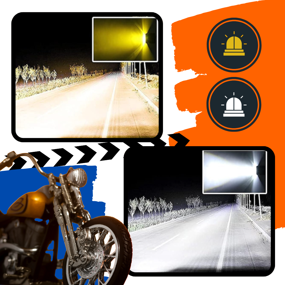 Farol dianteiro duplo com iluminação para motos da marca Meterk, peça de reposição automotiva para motocicletas.