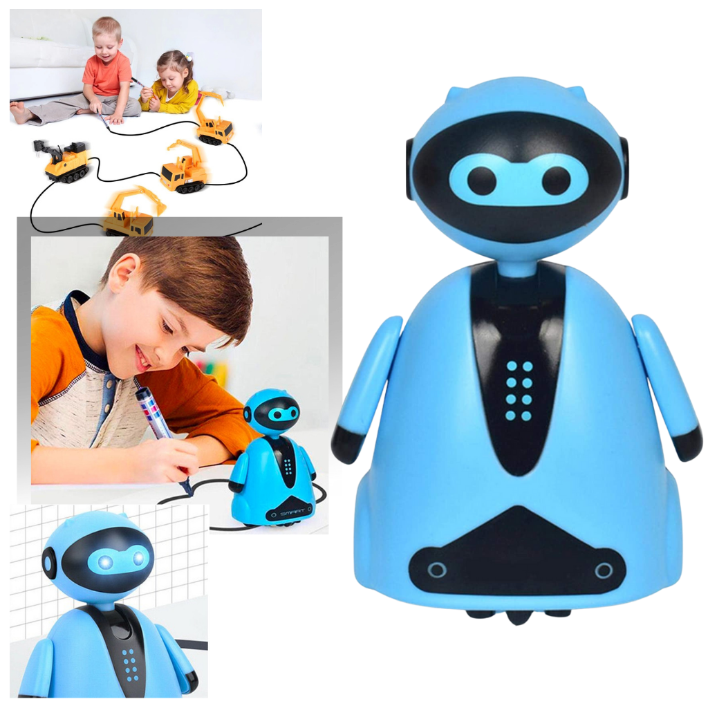 Robô de linha inductivo Miarhb, brinquedo de atividade em forma de pinguim preto com sensores de seguimento de linha.