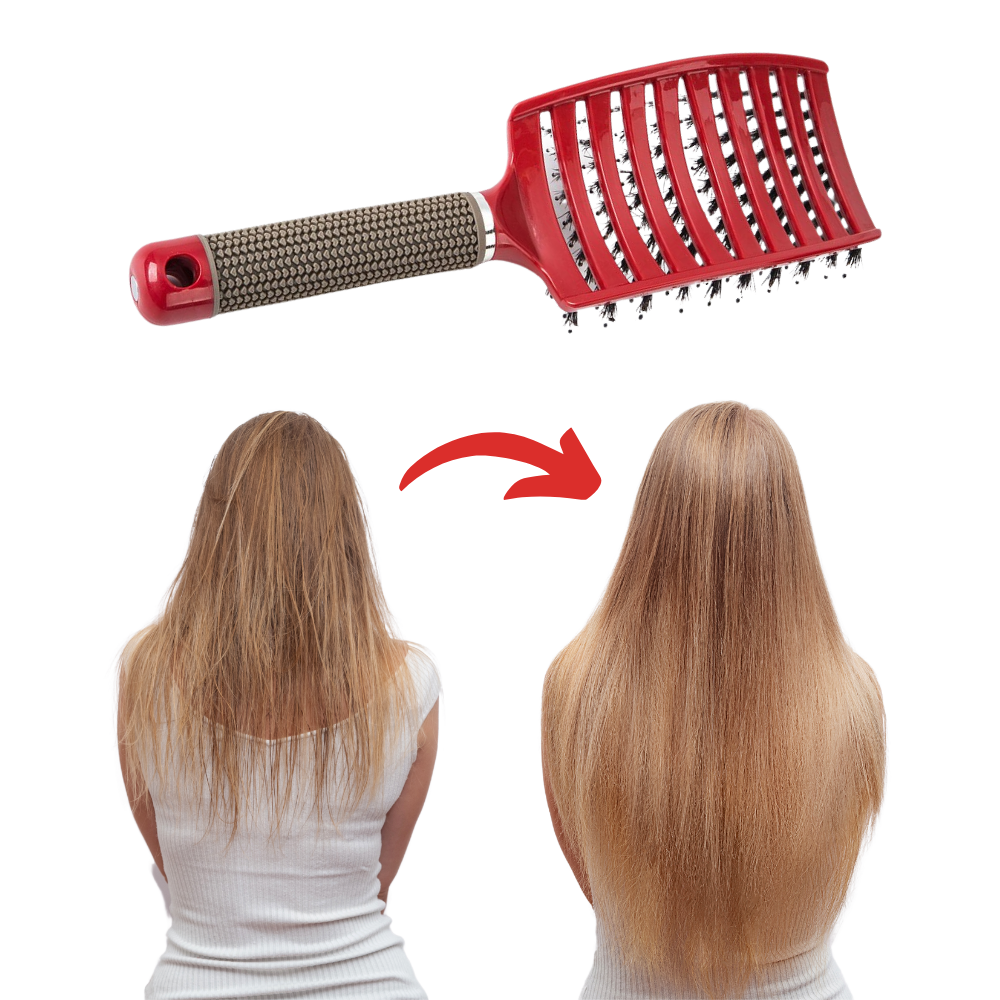 Escova de cabelo massageadora com cerdas de javali da marca Miarhb, ideal para cuidados e desembaraçar cabelos suavemente.