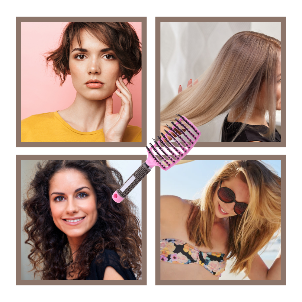 Escova de cabelo massageadora da Miarhb com cerdas de javali para cuidado capilar e penteado suave.