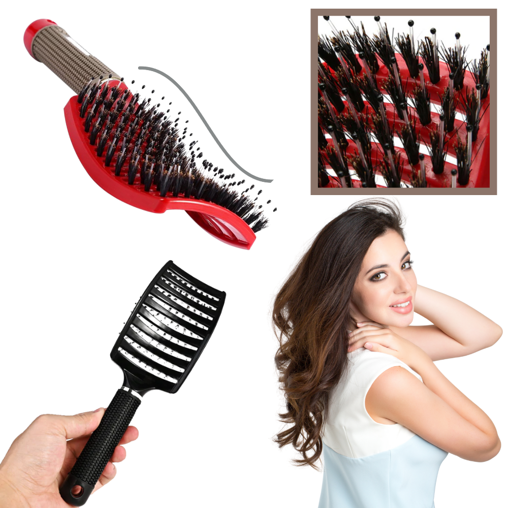 Escova de cabelo massageadora com cerdas de javali da Miarhb, ideal para cuidado capilar e desembaraçar cabelos.