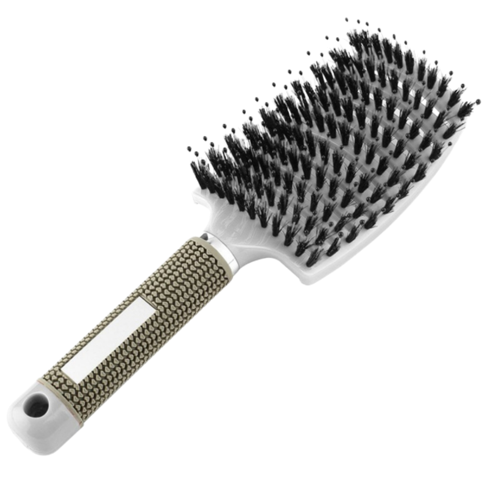 Escova de cabelo massageadora com cerdas de javali da Miarhb, ideal para cuidado e desembaraço dos fios.