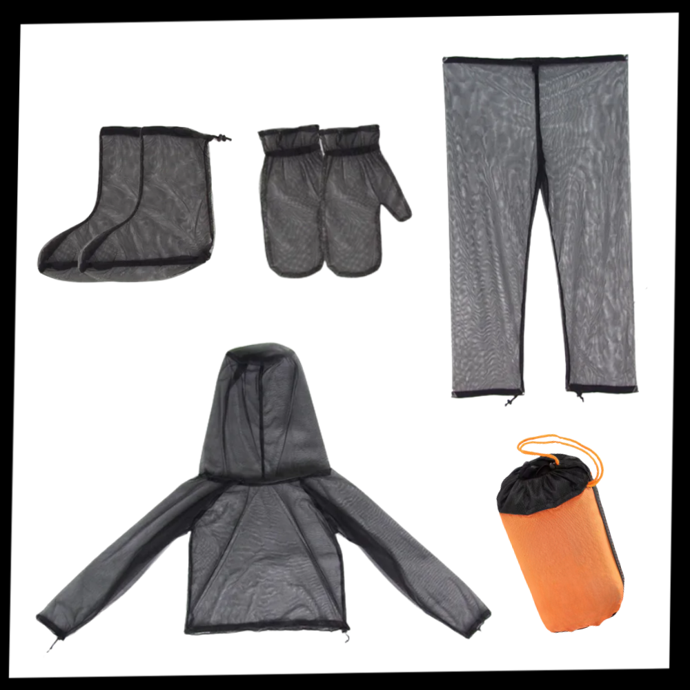 Conjunto de roupa de exterior anti-insetos Ozerty France para camping e caminhada, com tecido de malha fina para proteção contra insetos.