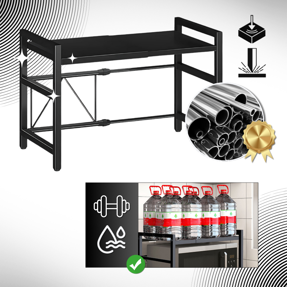 Estante sobrelevada para micro-ondas de material premium, acessório para organizar eletrodomésticos pequenos.
