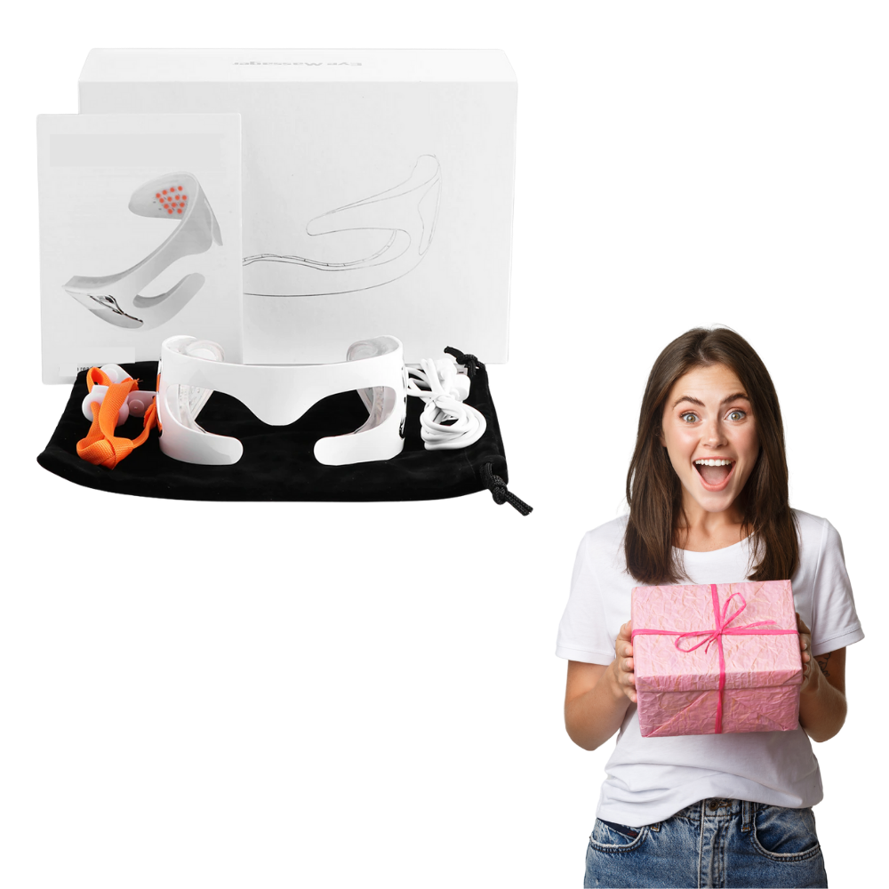 Masque de massage pour les yeux Mieauty avec LED, conçu pour réduire les rides et détendre la zone oculaire.