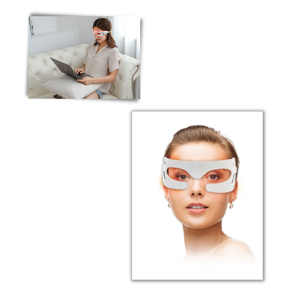 Máscara de massagem para olhos com LED da Mieauty, ajuda a reduzir linhas de expressão e eliminar rugas na área dos olhos.
