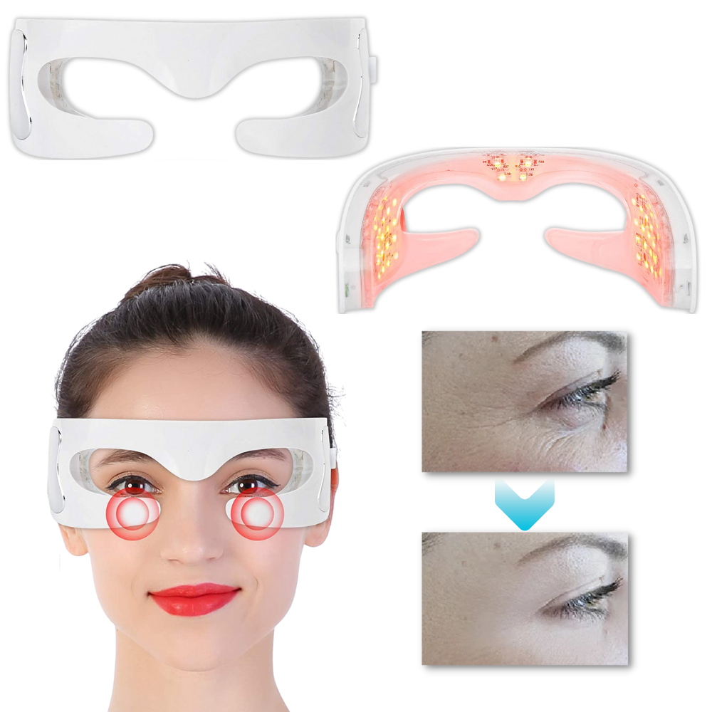 Masque de massage pour les yeux Mieauty avec LED, conçu pour réduire les rides et détendre la zone oculaire.