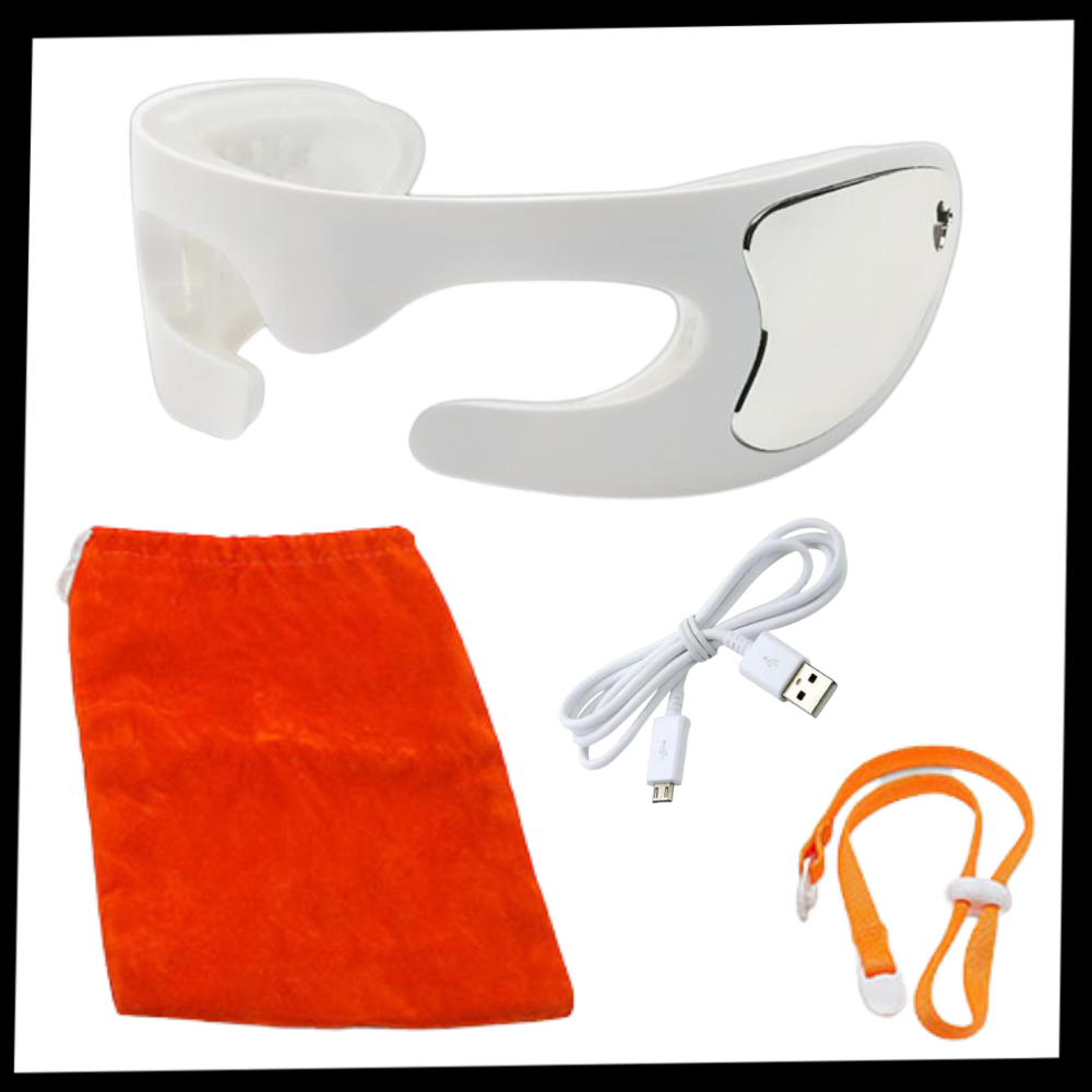 Masque de massage pour les yeux Mieauty avec LED, conçu pour réduire les rides et détendre la zone oculaire.