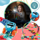 Véhicules de jeu Velocity Toys sur mini circuito de montanhas russas com iluminação, brinquedo de corrida em miniatura.