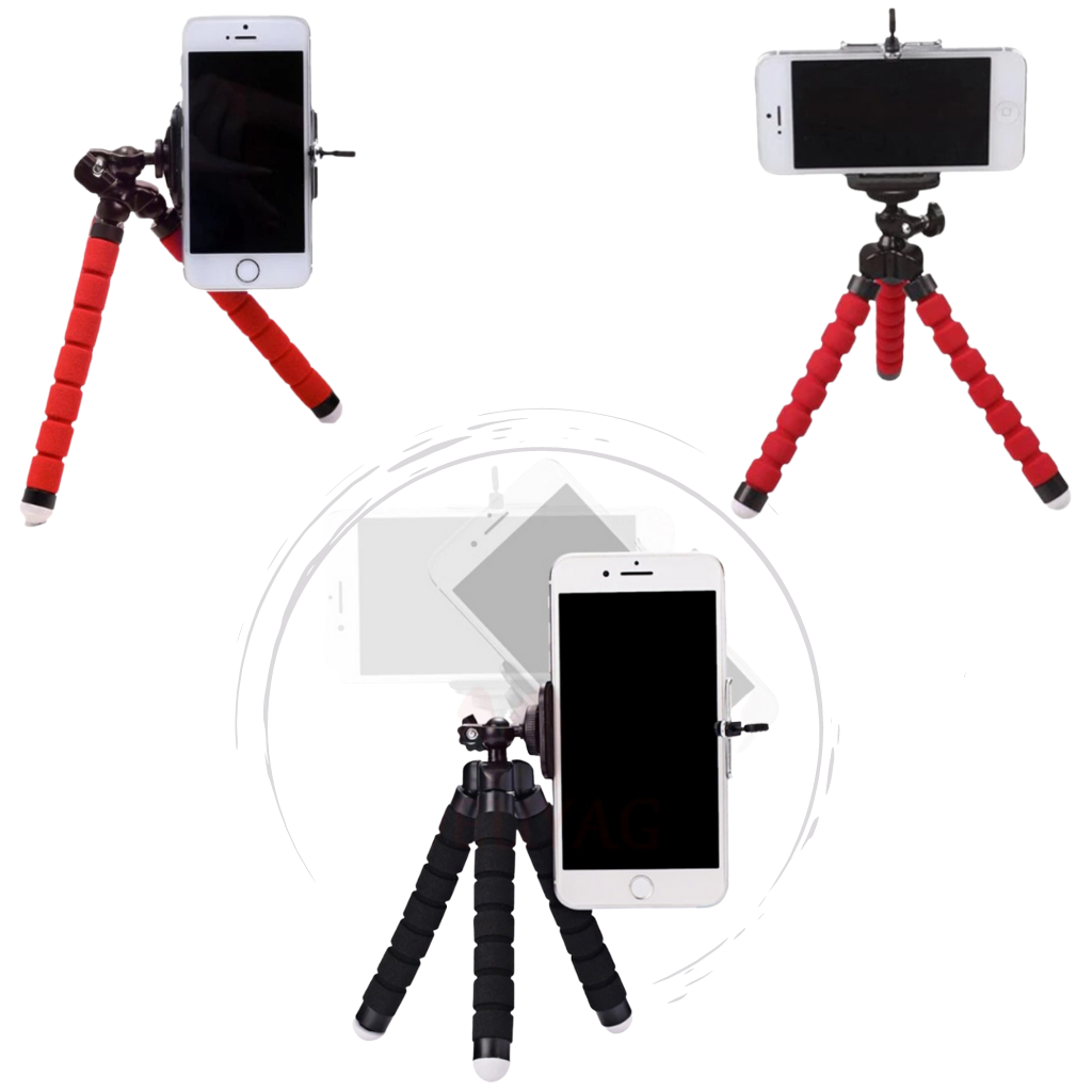 Mini tripé flexível para celular, com rotação de 360 graus, suporte portátil para fotografia e vídeos.