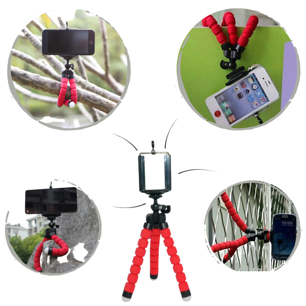 Mini tripé flexível para celular da marca Genérico, compacto, portátil e ajustável para fotos e vídeos com smartphones.