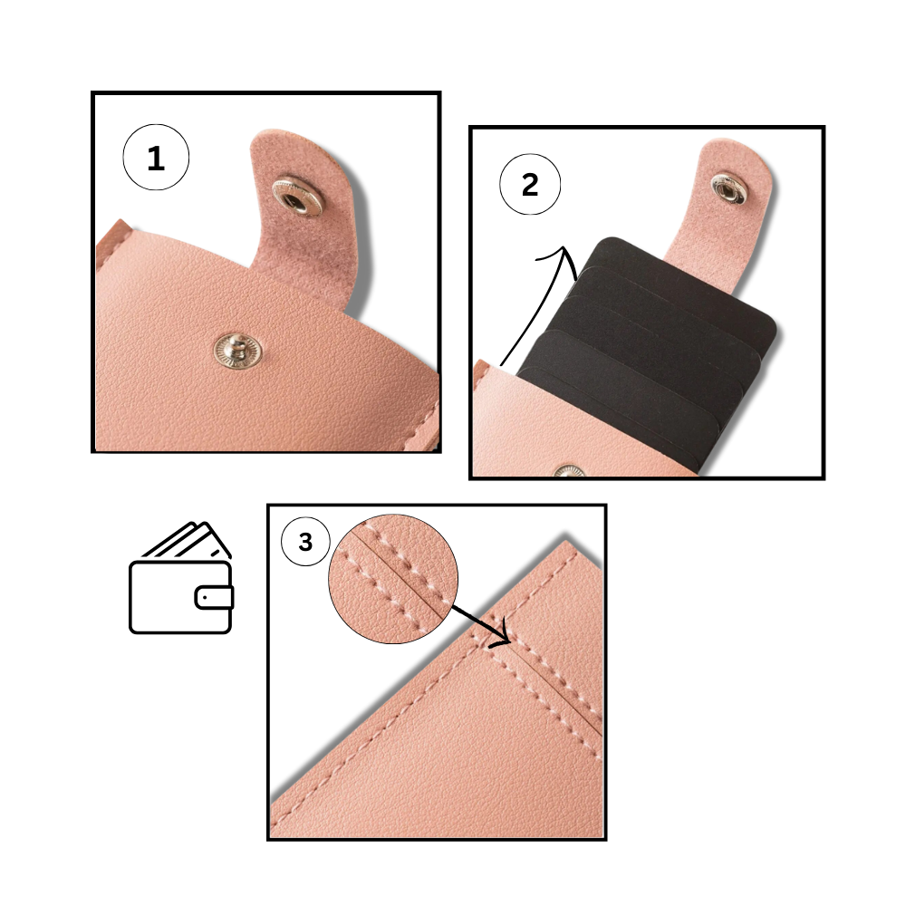 Carteira minimalista para cartões de visita da marca Jangslng, design compacto e prático para armazenamento de cartões.