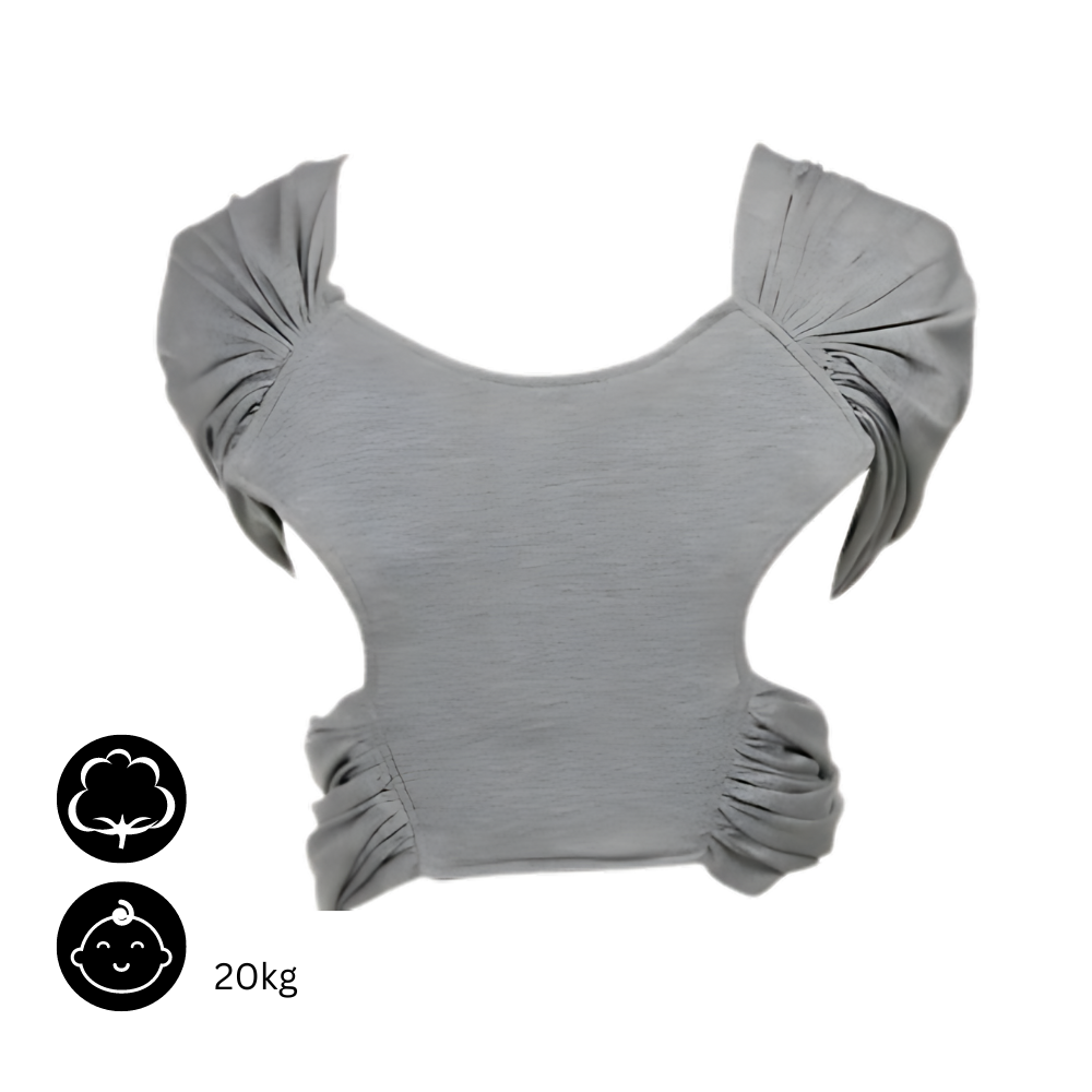 Porte-bébè ergonômico e respirável Moby na cor preta, mostrando o suporte confortável para recém-nascidos.