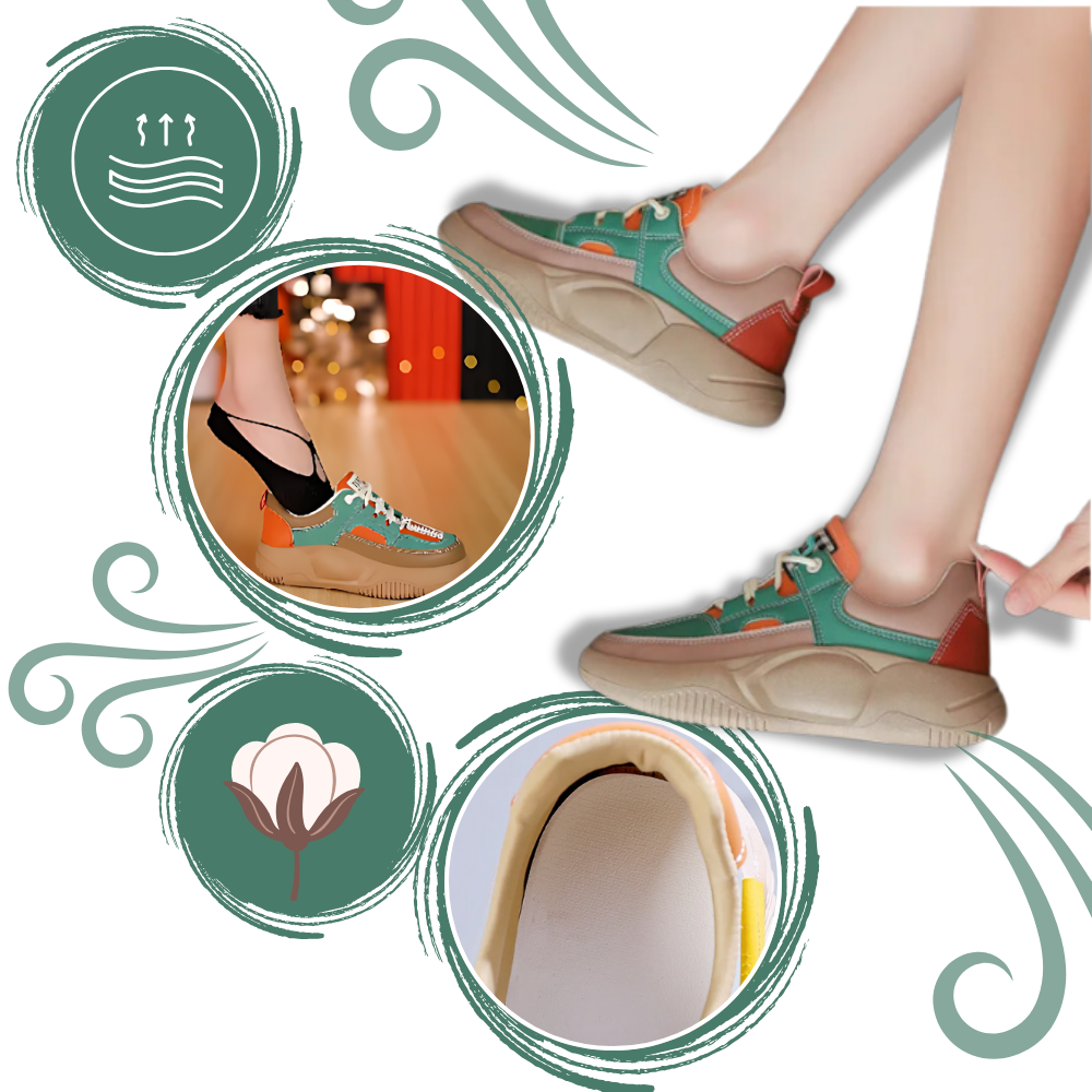 Tênis ortopédico moderno Ielgy com design fashion, confortável e ideal para saúde dos pés, em estilo contemporâneo.