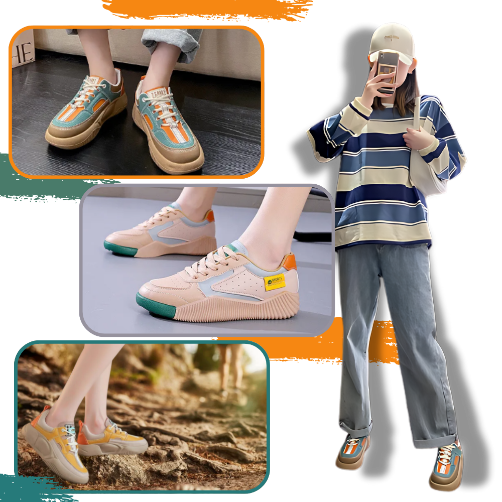 Tênis ortopédicos modernos da Ielgy, com design na moda, para conforto e suporte ao caminhar.