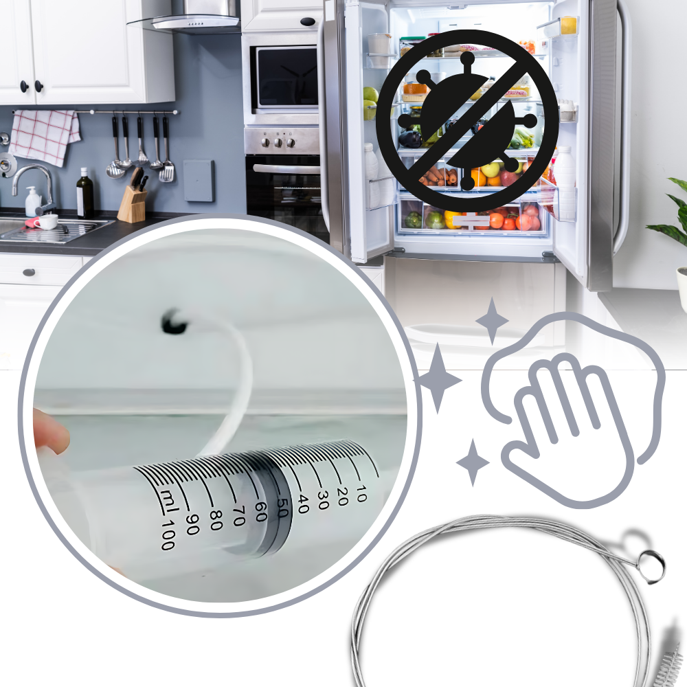 Kit de limpeza para refrigerador Luerfun com itens para reduzir mofo e manter o aparelho higienizado.