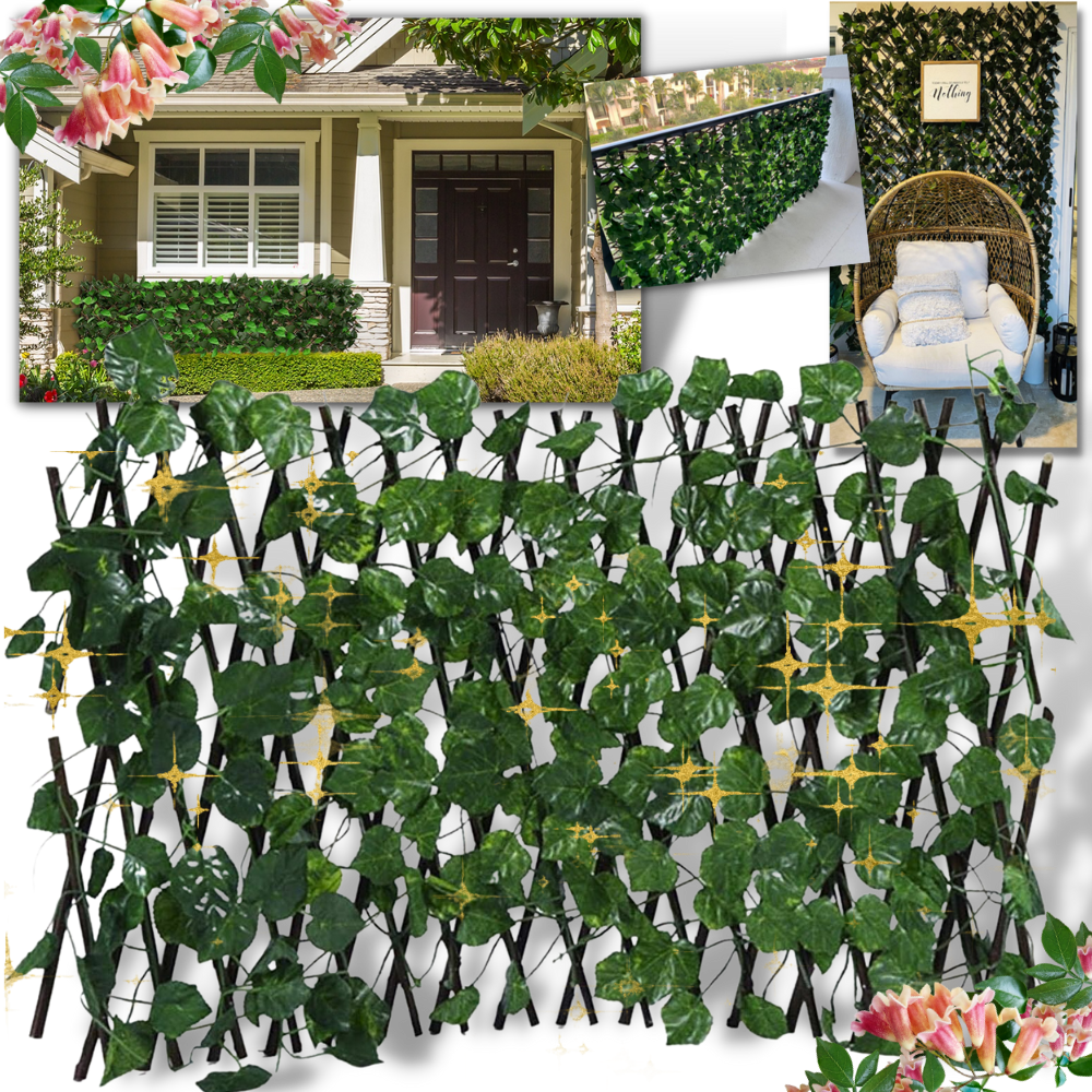 Painel de cerca vegetal artificial retrátil Molecole, painel de cerca decorativo para delimitação de espaços.