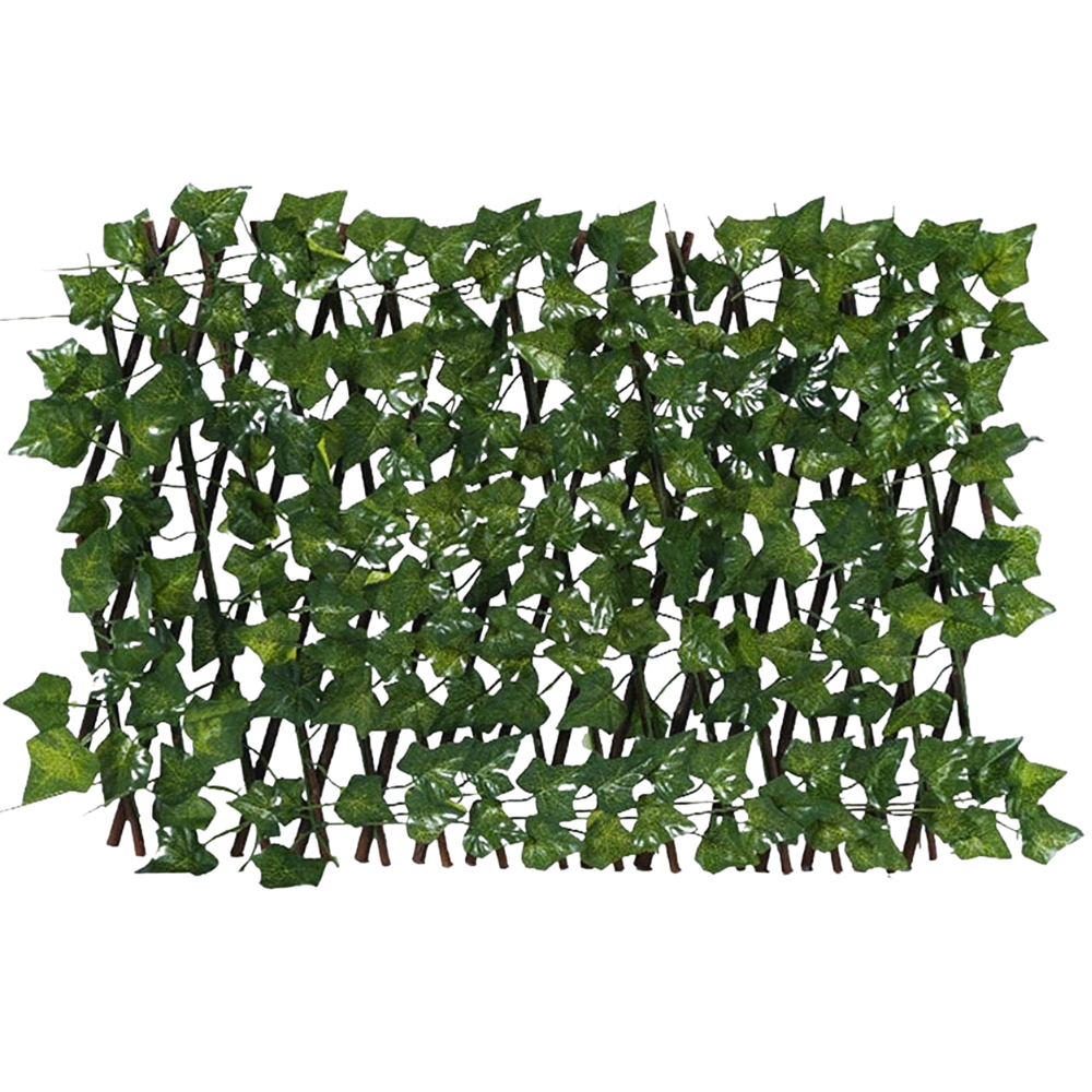 Painel de cerca vegetal artificial retrátil da Molecole, mostrando a estrutura e o acabamento da cerca decorativa.