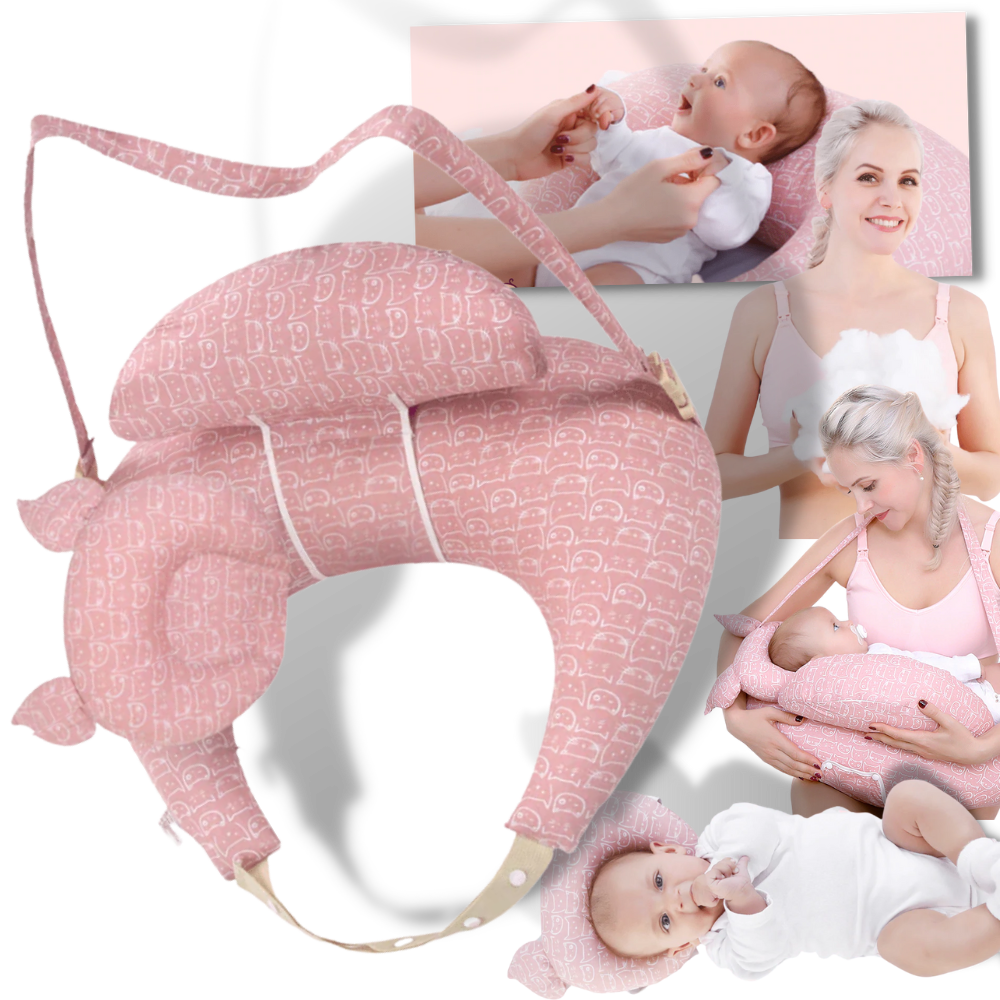 Coussin de maternité Momcozy com estampa de floresta verde, ideal para amamentação e apoio durante a gravidez.