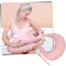 Coussin de maternidade Momcozy com estampa de floresta verde, confortável para amamentar e dar suporte ao corpo.
