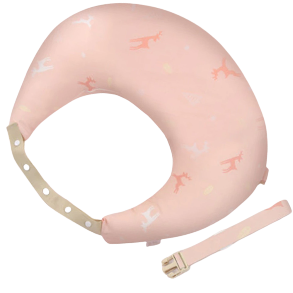 Coussin de maternidade Momcozy com estampa de floresta verde, ideal para amamentação e apoio durante a gravidez.