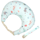 Coussin de maternidade Momcozy com estampa de floresta verde, almofada de apoio para amamentação e descanso confortável.