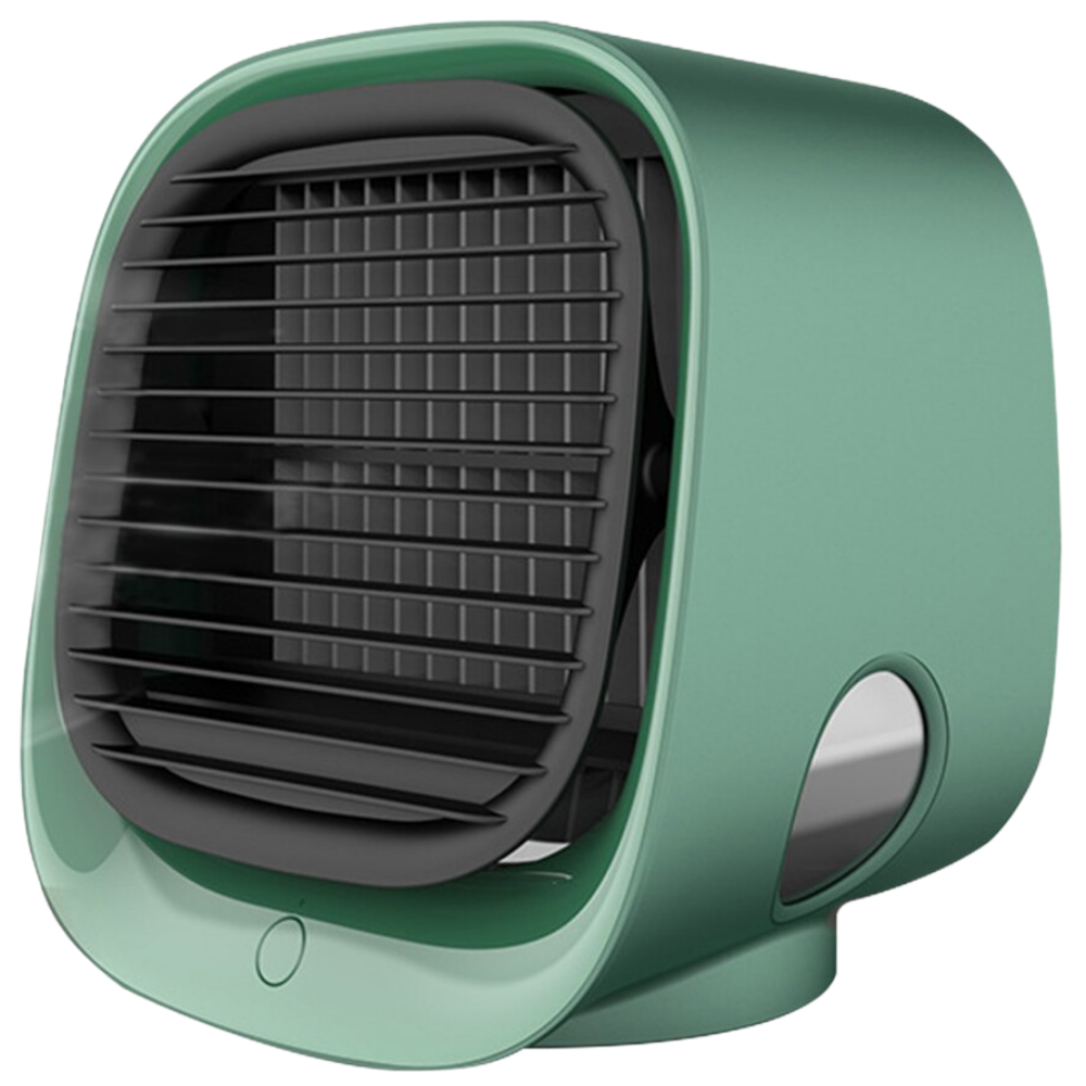 Refroididor e umidificador de ar USB Monoprice Inc. compacto em verde, ideal para resfriar e humidificar ambientes pequenos