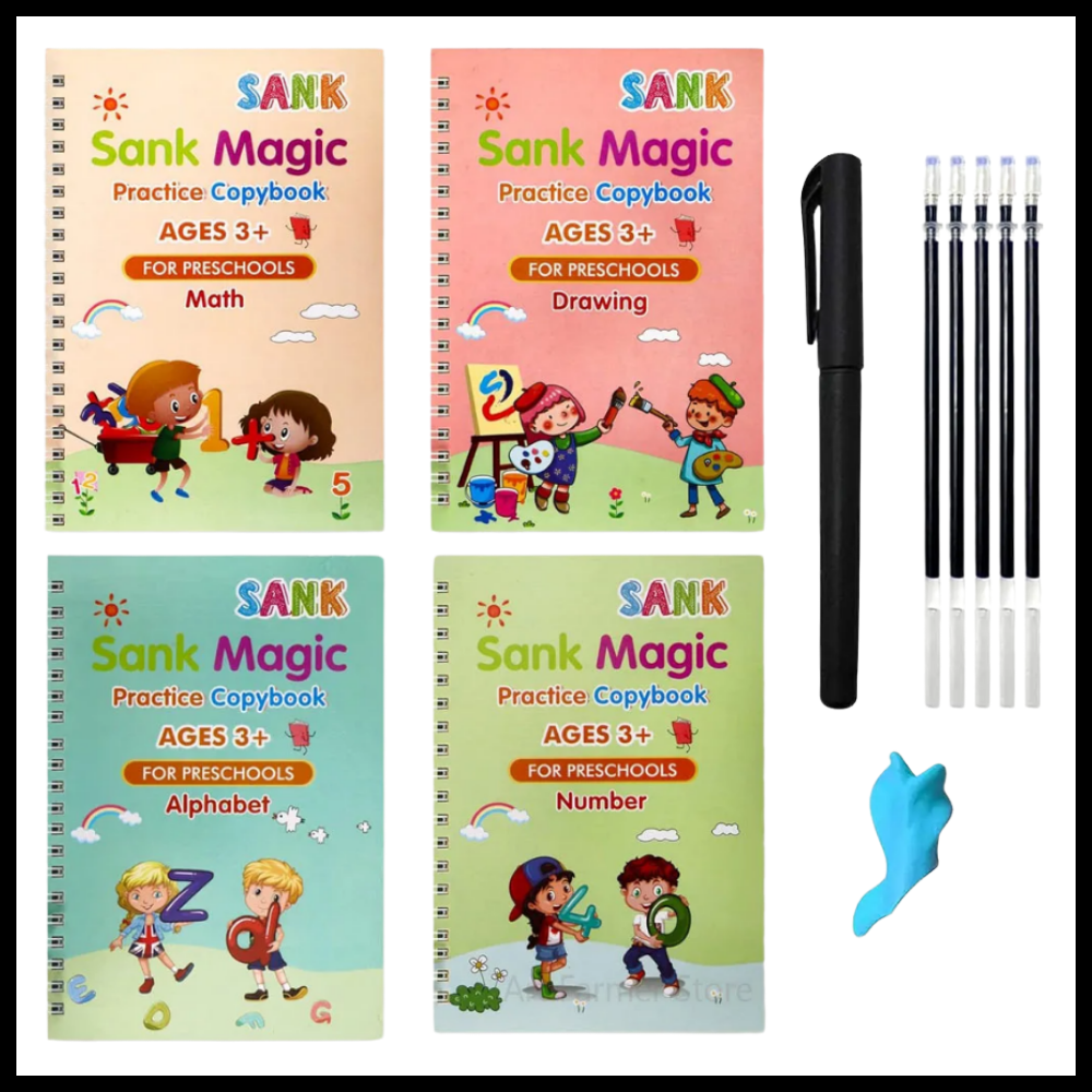Cahier de écriture effaçable à rainures Moonvvin, jouet éducatif pour apprendre à écrire en anglais pour enfants.