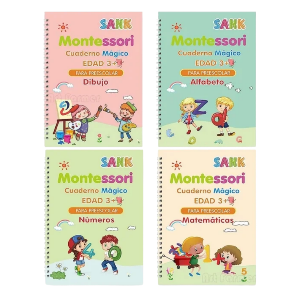 Caderno de escrita apagável com ranhuras da marca Moonvvin, ideal para brinquedos educativos e aprendizagem de escrita.