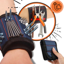 Pulseira de ferramentas Moretek com tecido Oxford resistente, com ímãs magnéticos, na cor preta.
