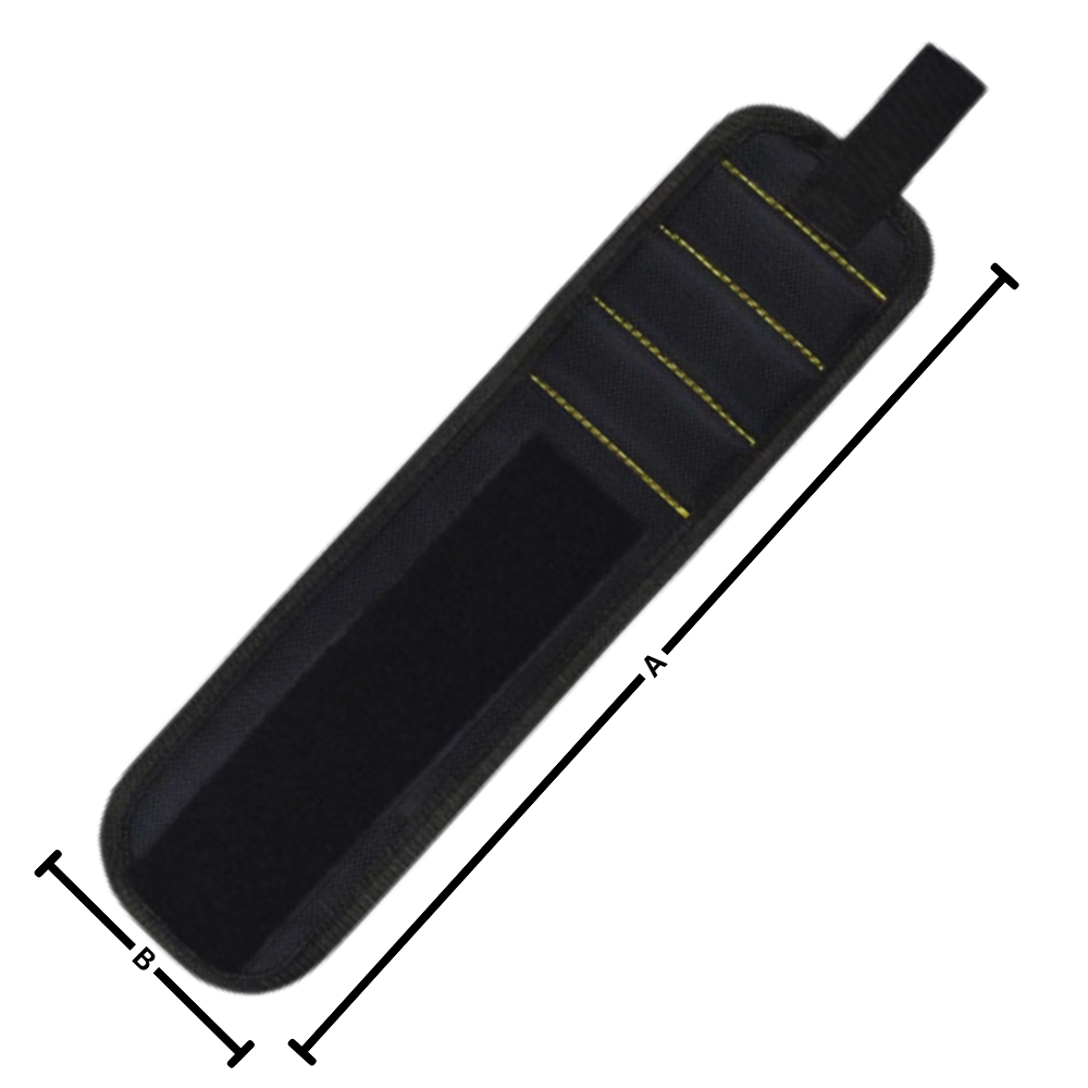 Bracelete magnético em tecido Oxford robusto da Moretek, ferramenta resistente para uso diário, na cor preta.