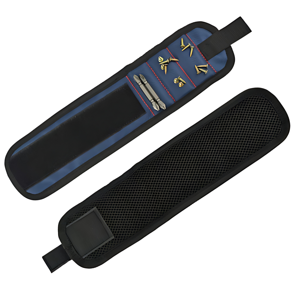 Pulseira magnética da Moretek em tecido Oxford resistente, ferramenta prática para manutenção e reparos.