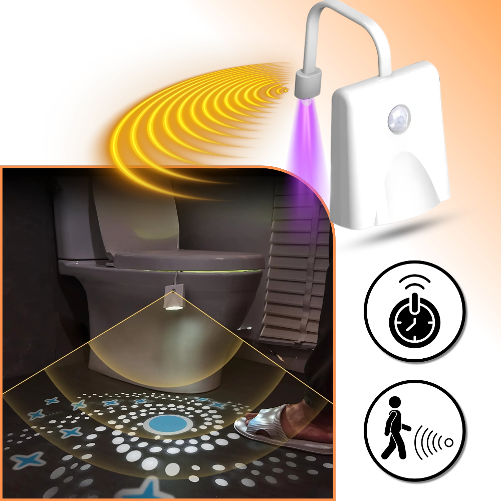 Lâmpada de banheiro com detecção de movimento da Battmate, iluminação automática para ambiente de banheiro.