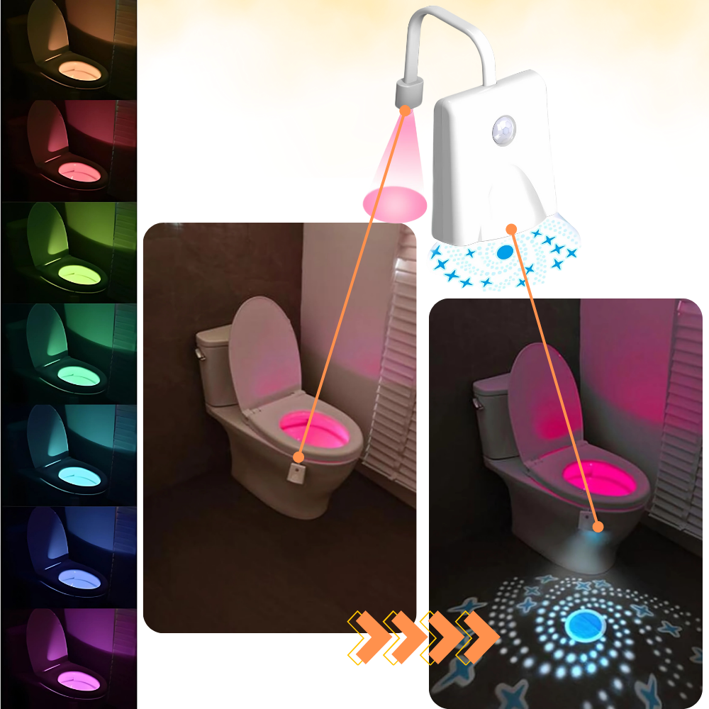 Lâmpada de banheiro com detecção de movimento da Battmate, iluminação automática para espaço de banheiro.