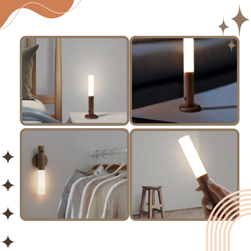 Lanterna de LED recarregável Landgoo com sensor de movimento, luz ambiente, corpo compacto e design moderno.